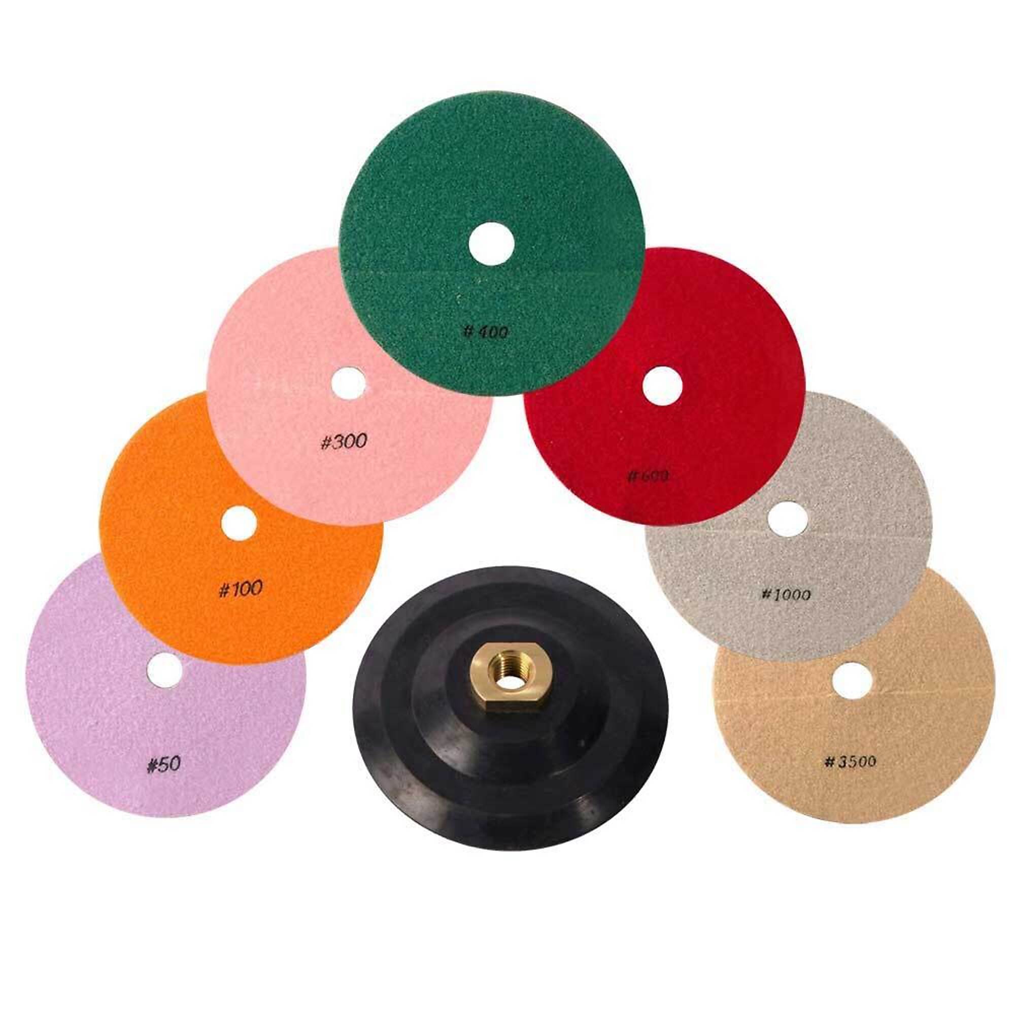 Specialty Diamond 7WSET 7 Inch Wet Diamond Polishing Pad Set for Granite, Marble, Stone, and Concrete Polisher (78WETSET)